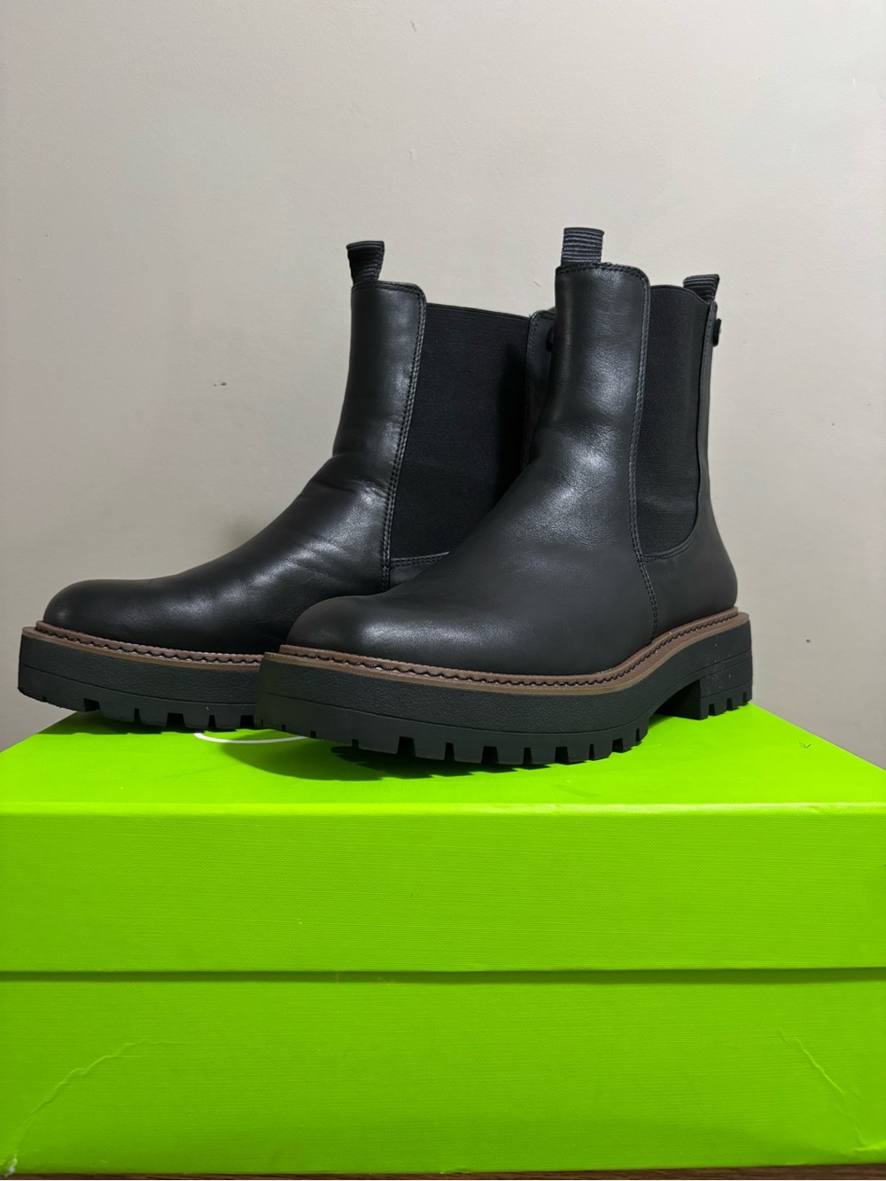 Sam Edelman Black Chelsea Lug Sole Booties